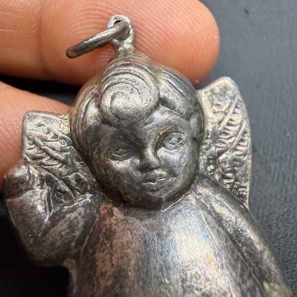 Cazenovia Sterling Silver Angel Pendant Charm Waving Cherub 1.75 Inch - Picture 5 of 6